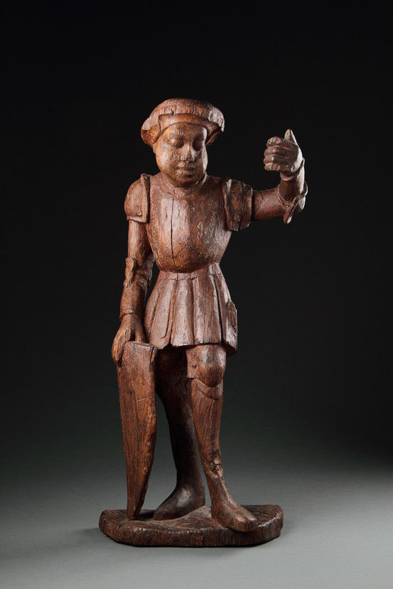 Medieval English Oak Secular Figure of a Knight